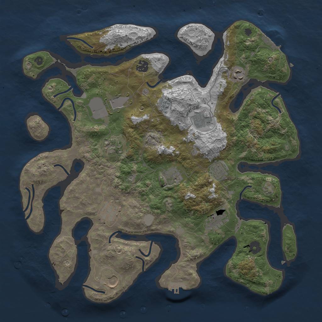 Rust Map: Procedural Map, Size: 3950, Seed: 665135689, 19 Monuments