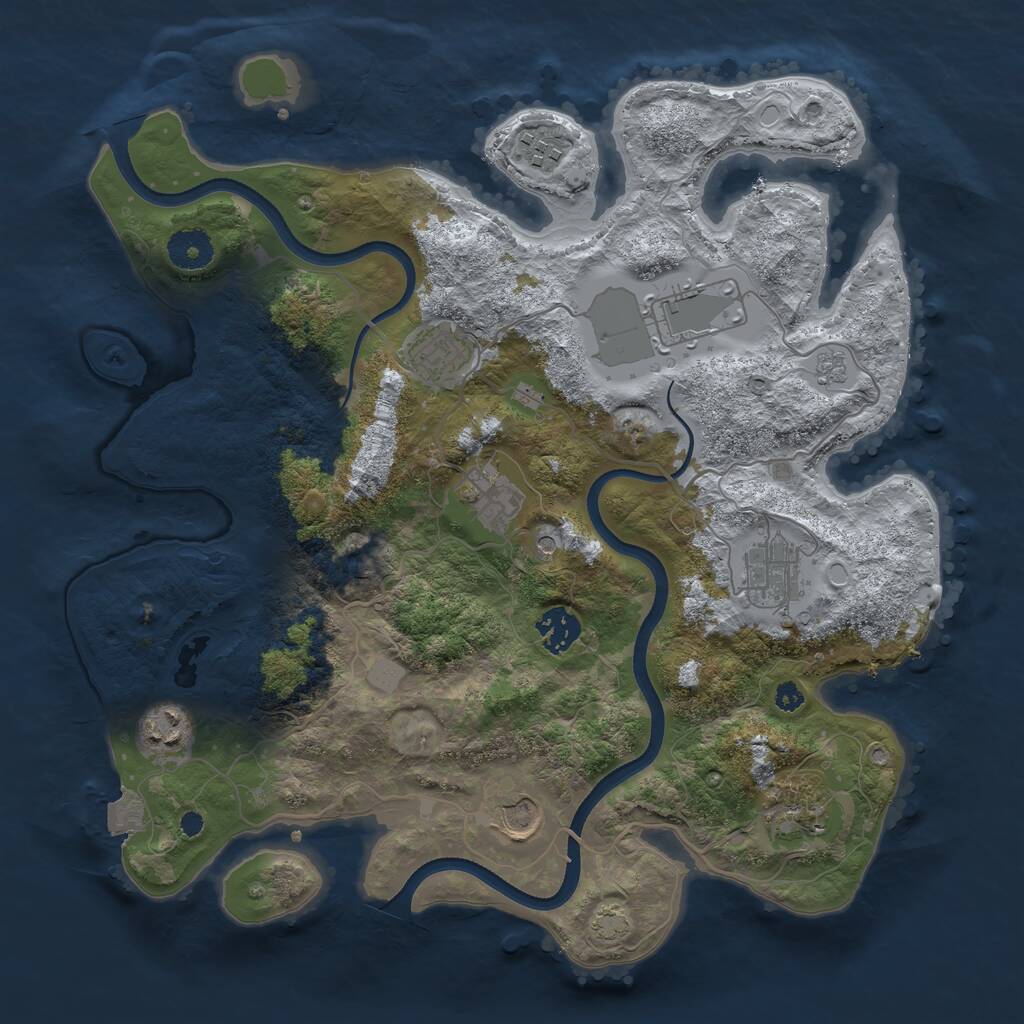 Rust Map: Procedural Map, Size: 3550, Seed: 920032, 13 Monuments
