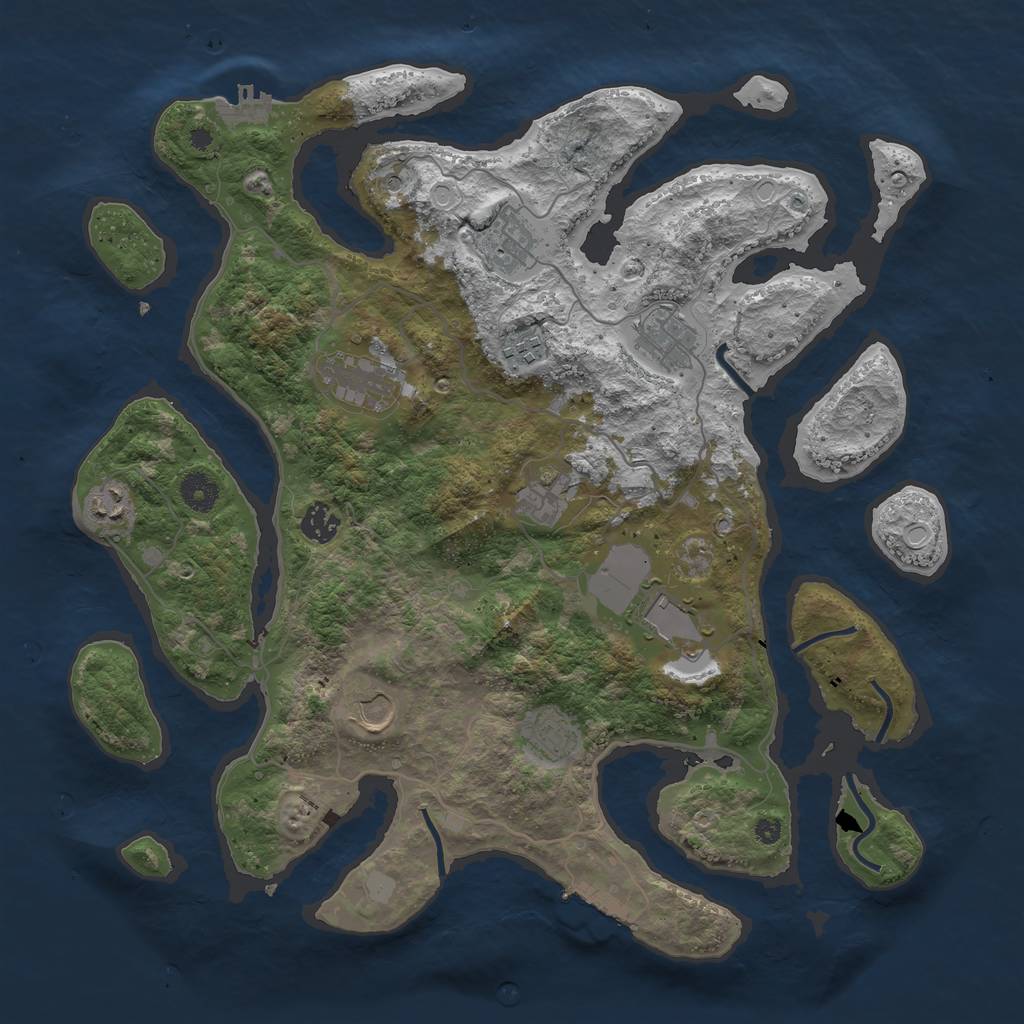 Rust Map: Procedural Map, Size: 4000, Seed: 1458, 18 Monuments