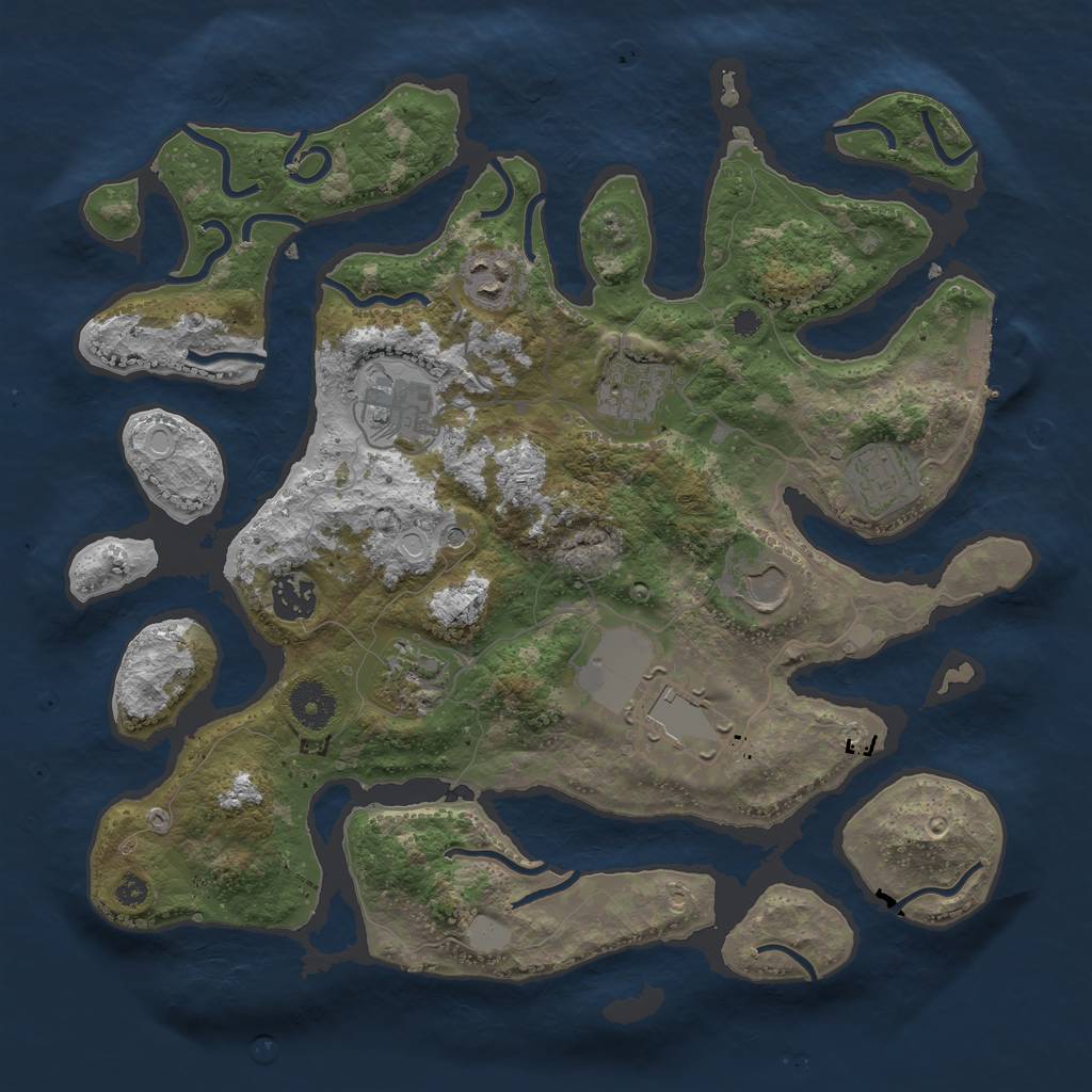 Rust Map: Procedural Map, Size: 3550, Seed: 628217, 15 Monuments