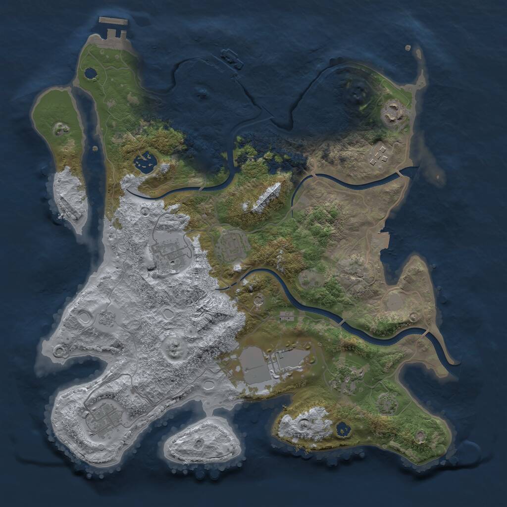 Rust Map: Procedural Map, Size: 3550, Seed: 936792, 14 Monuments
