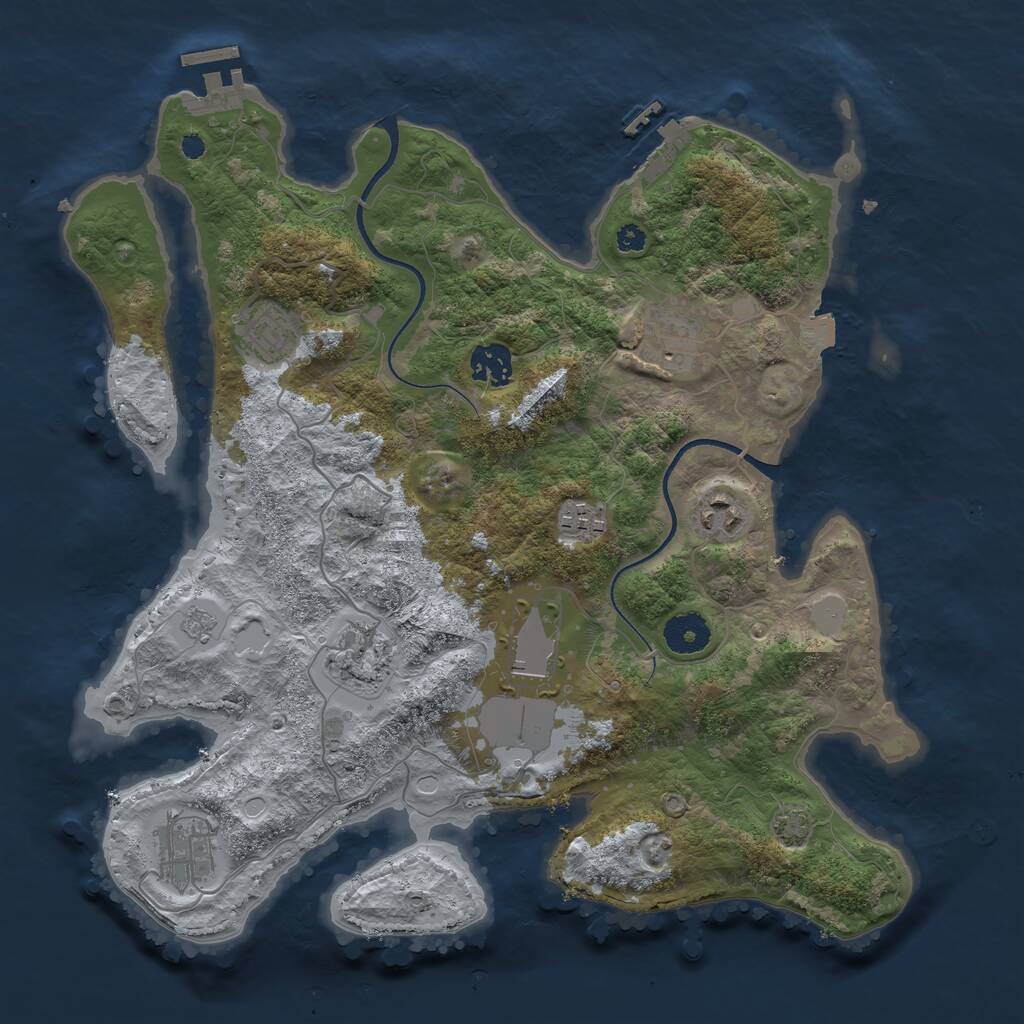 Rust Map: Procedural Map, Size: 3550, Seed: 936792, 13 Monuments