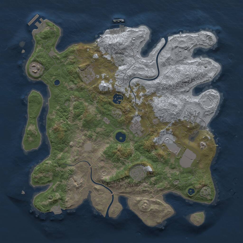 Rust Map: Procedural Map, Size: 3550, Seed: 283440, 14 Monuments