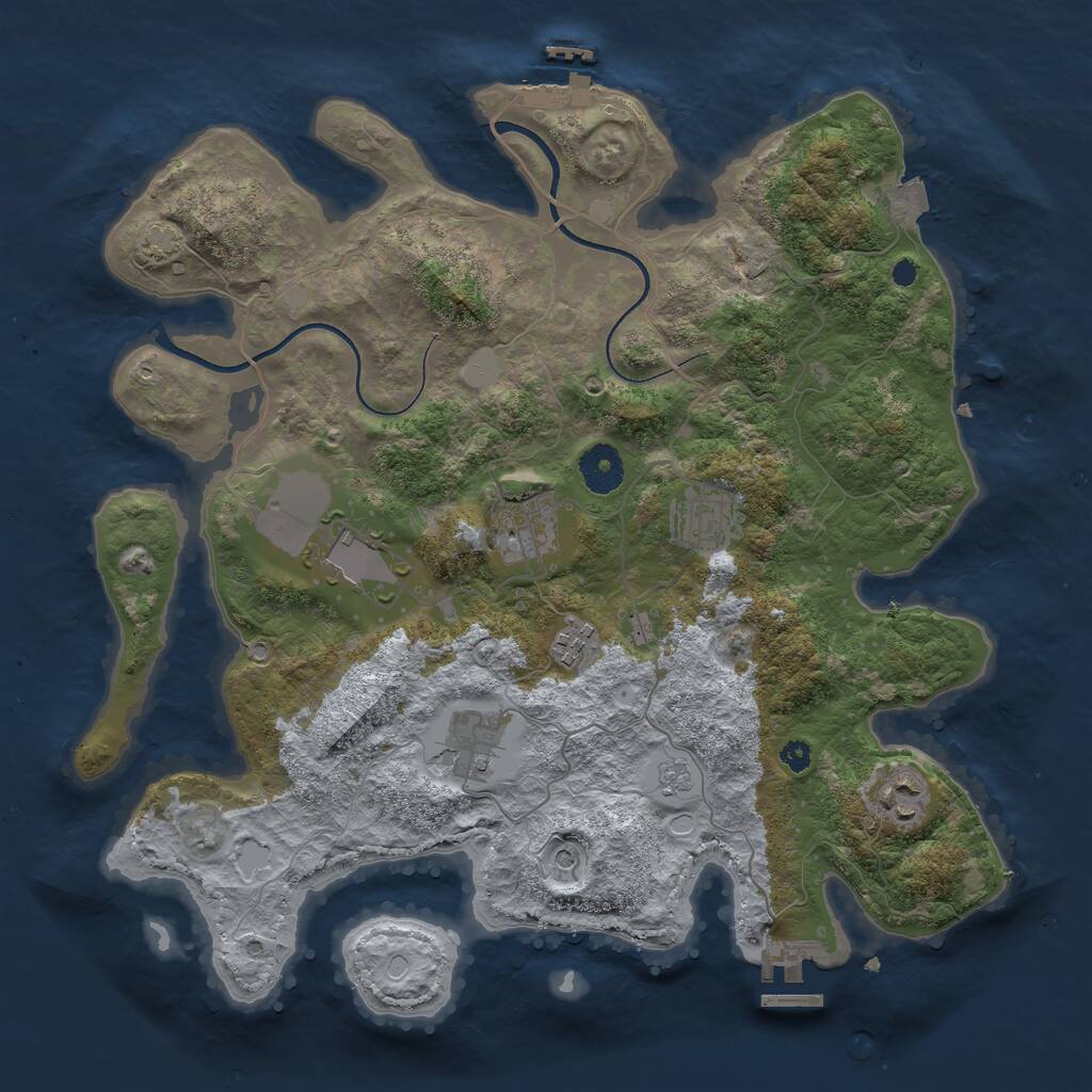 Rust Map: Procedural Map, Size: 3550, Seed: 197664, 12 Monuments