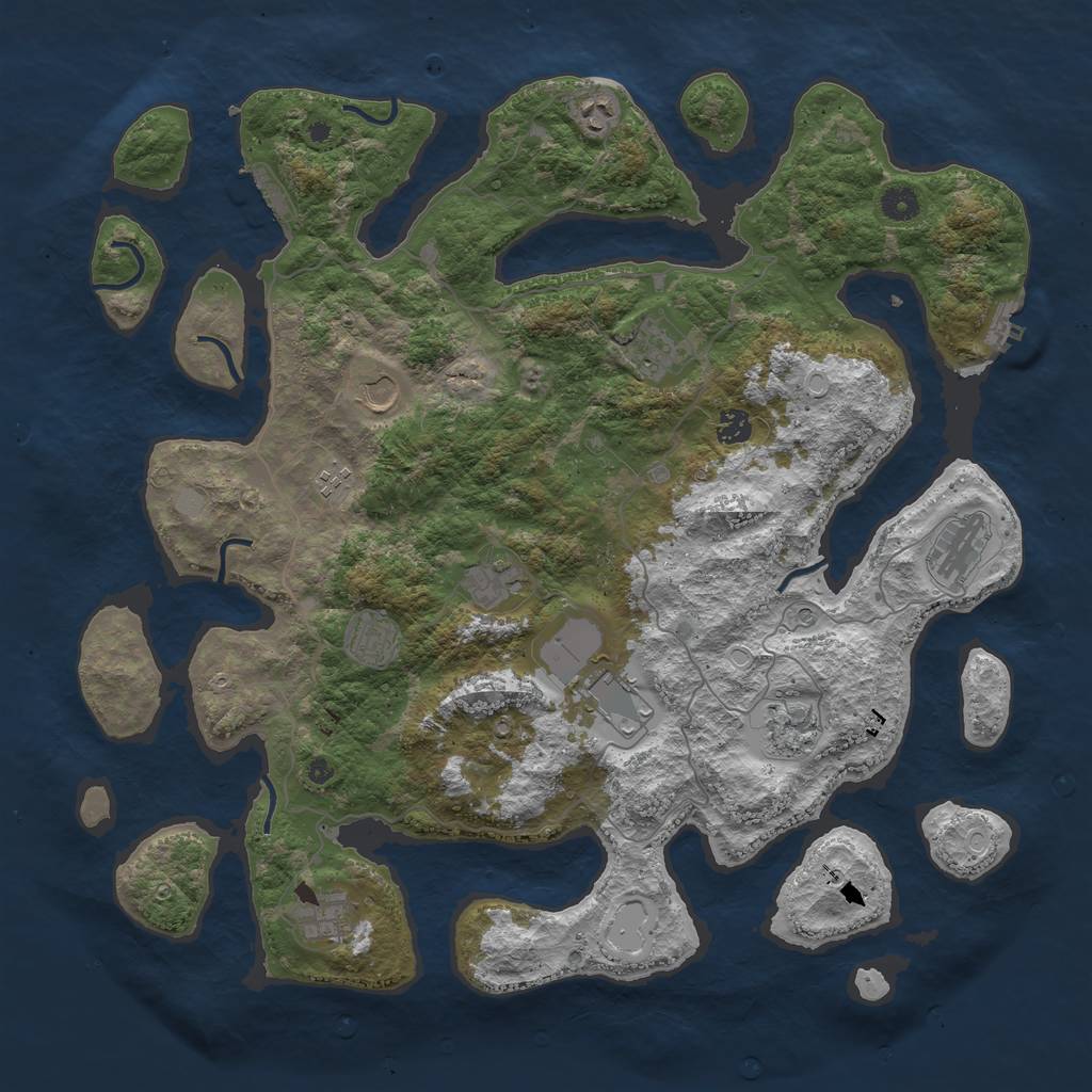 Rust Map: Procedural Map, Size: 4500, Seed: 5301, 19 Monuments