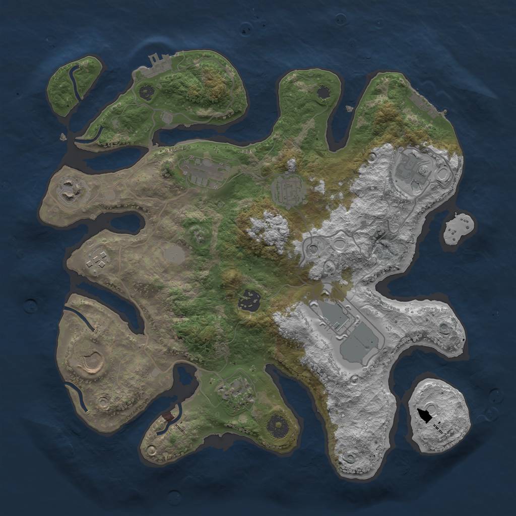 Rust Map: Procedural Map, Size: 3500, Seed: 5688378, 17 Monuments