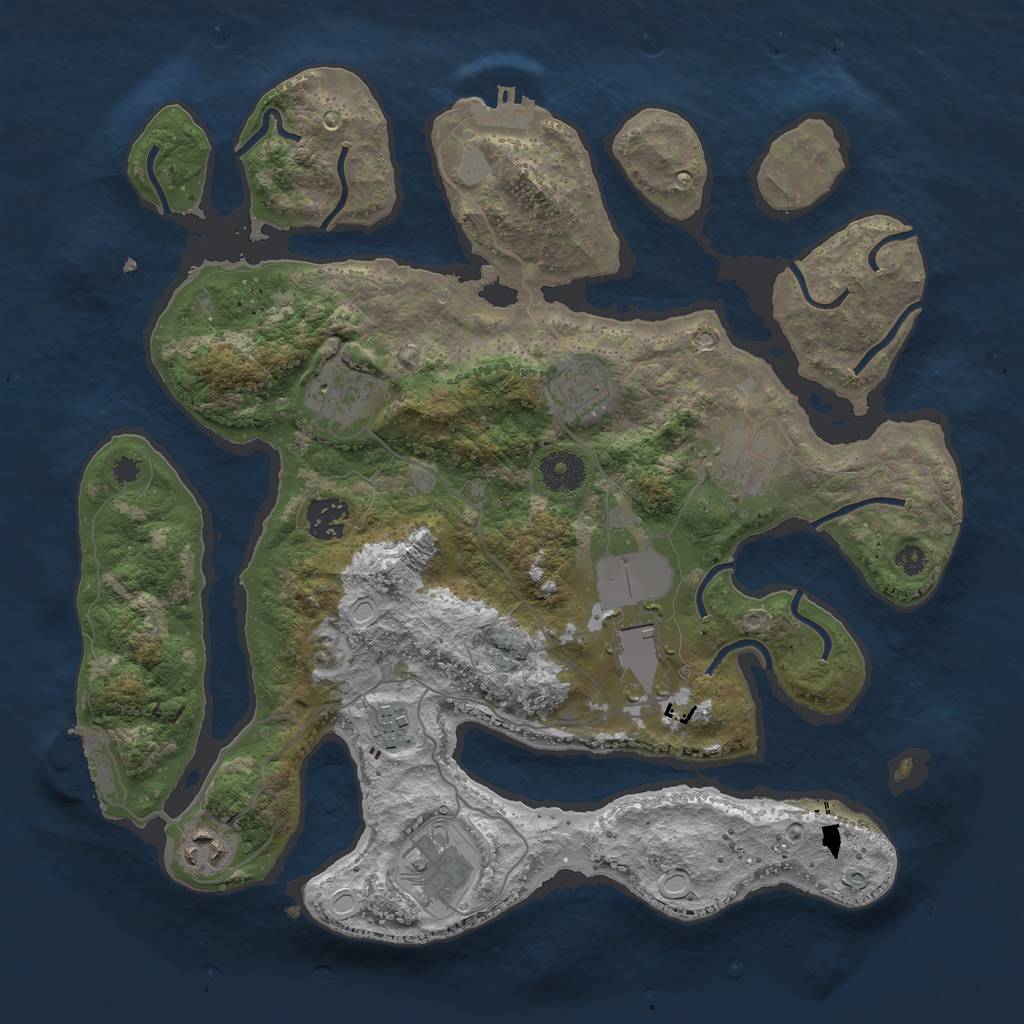 Rust Map: Procedural Map, Size: 3550, Seed: 527429, 15 Monuments