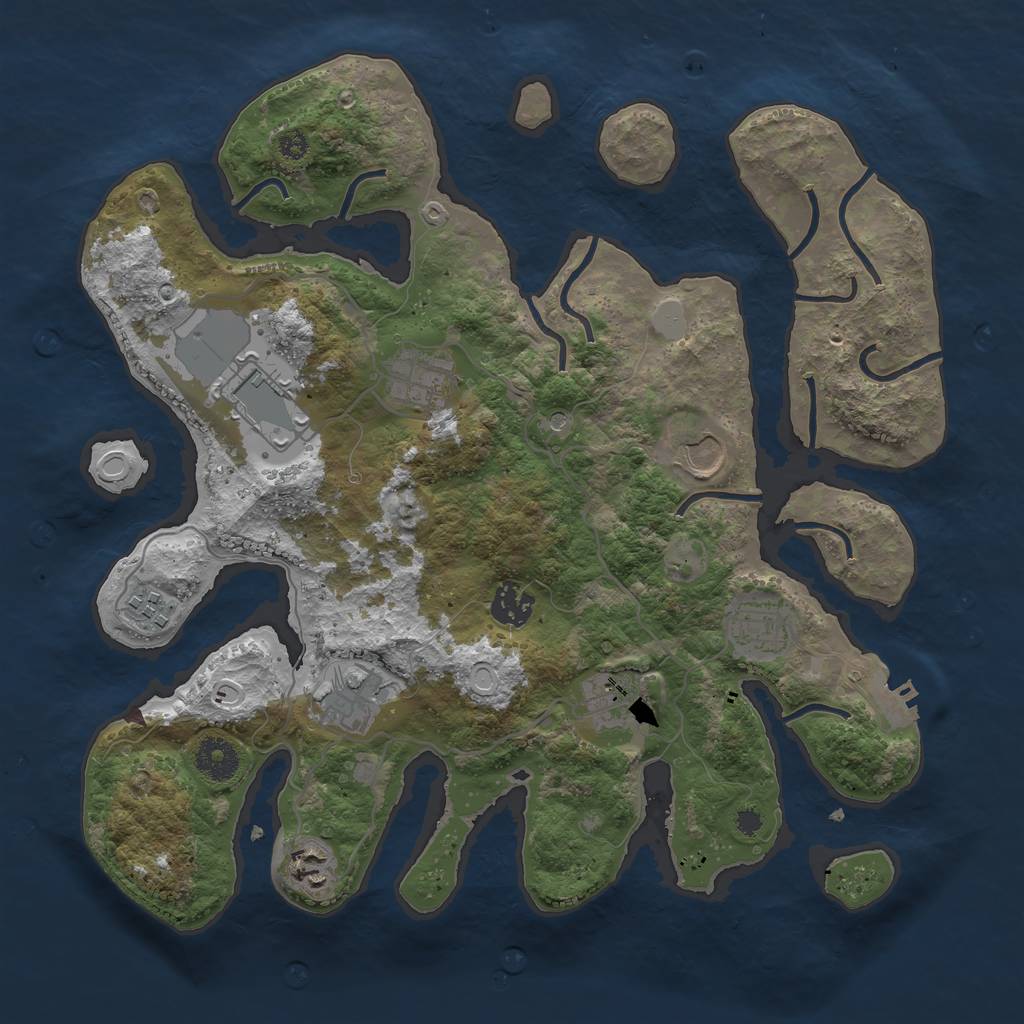 Rust Map: Procedural Map, Size: 3550, Seed: 175851, 16 Monuments