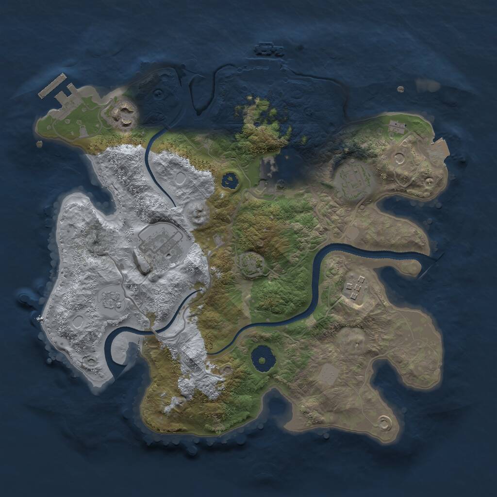 Rust Map: Procedural Map, Size: 3000, Seed: 1250074, 11 Monuments