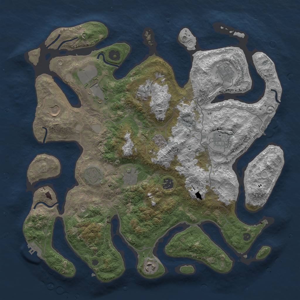 Rust Map: Procedural Map, Size: 4000, Seed: 534741, 18 Monuments