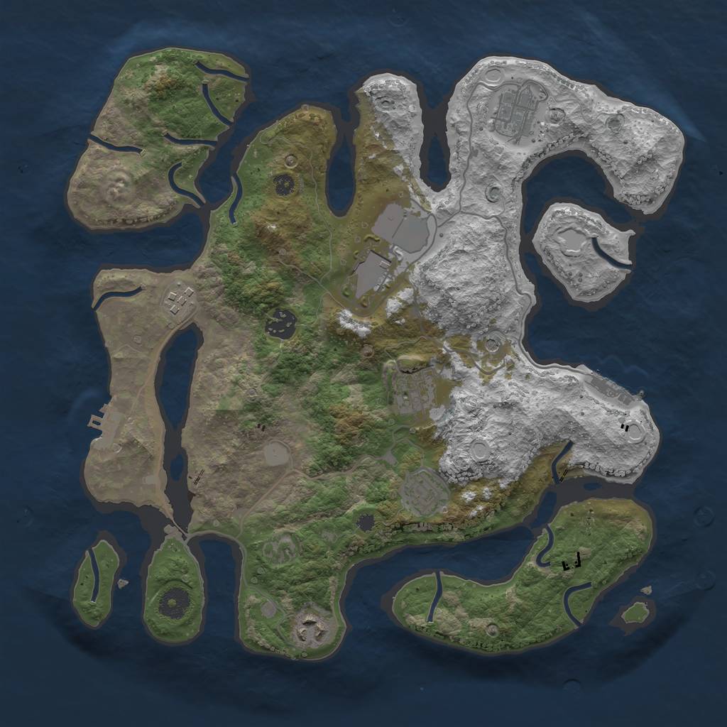 Rust Map: Procedural Map, Size: 3550, Seed: 760630, 15 Monuments