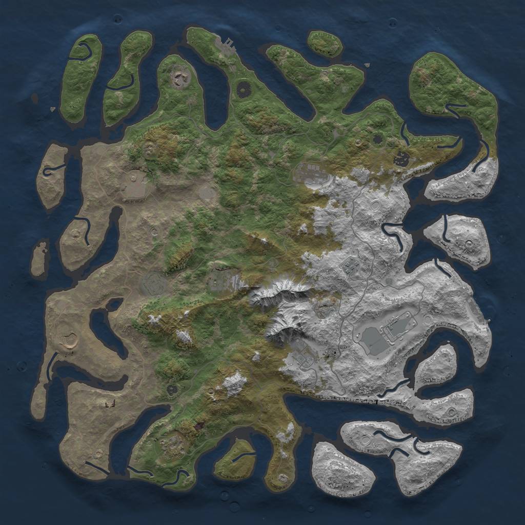 Rust Map: Procedural Map, Size: 5000, Seed: 73126637, 19 Monuments