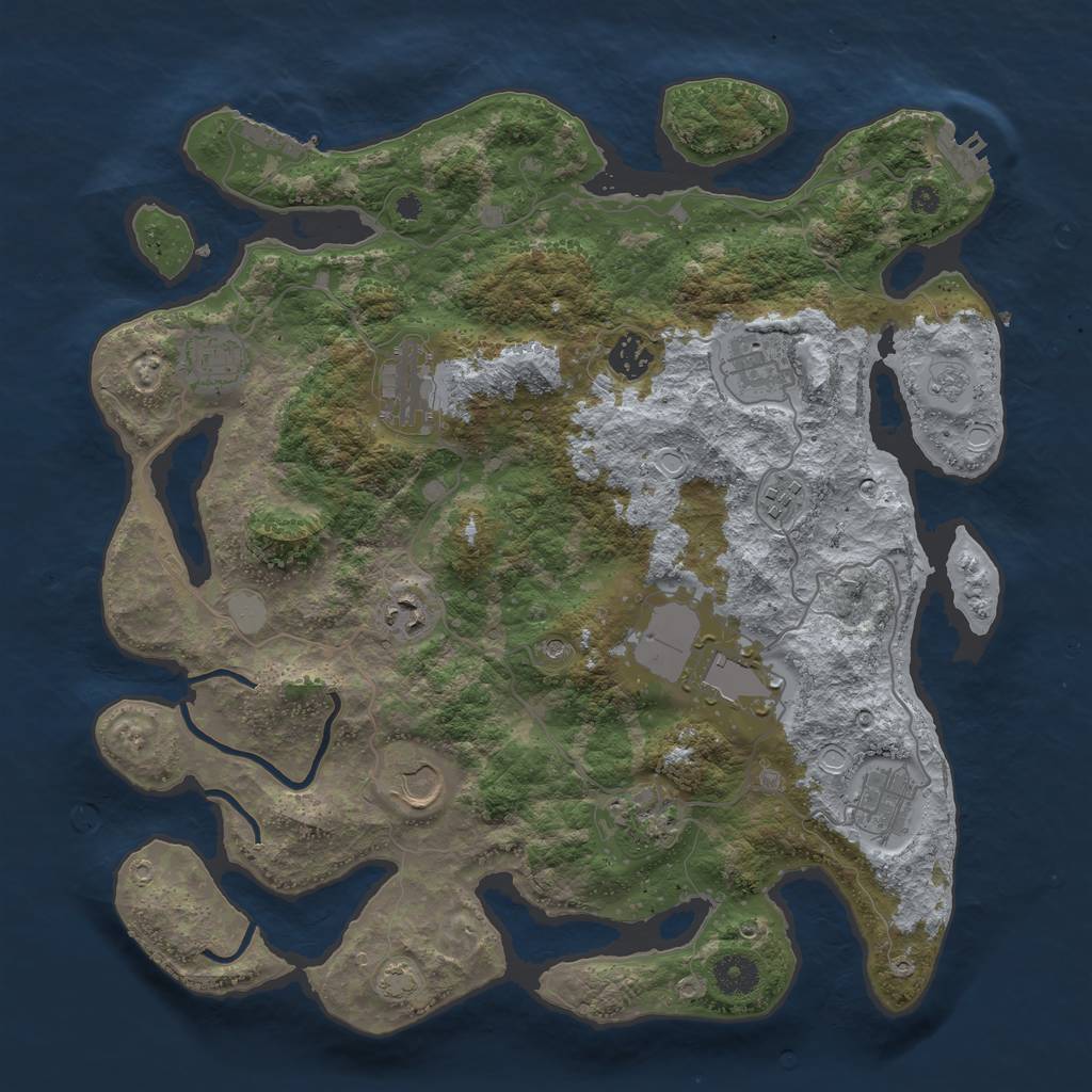 Rust Map: Procedural Map, Size: 3800, Seed: 108166, 18 Monuments