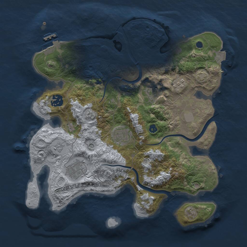 Rust Map: Procedural Map, Size: 3000, Seed: 981871, 10 Monuments