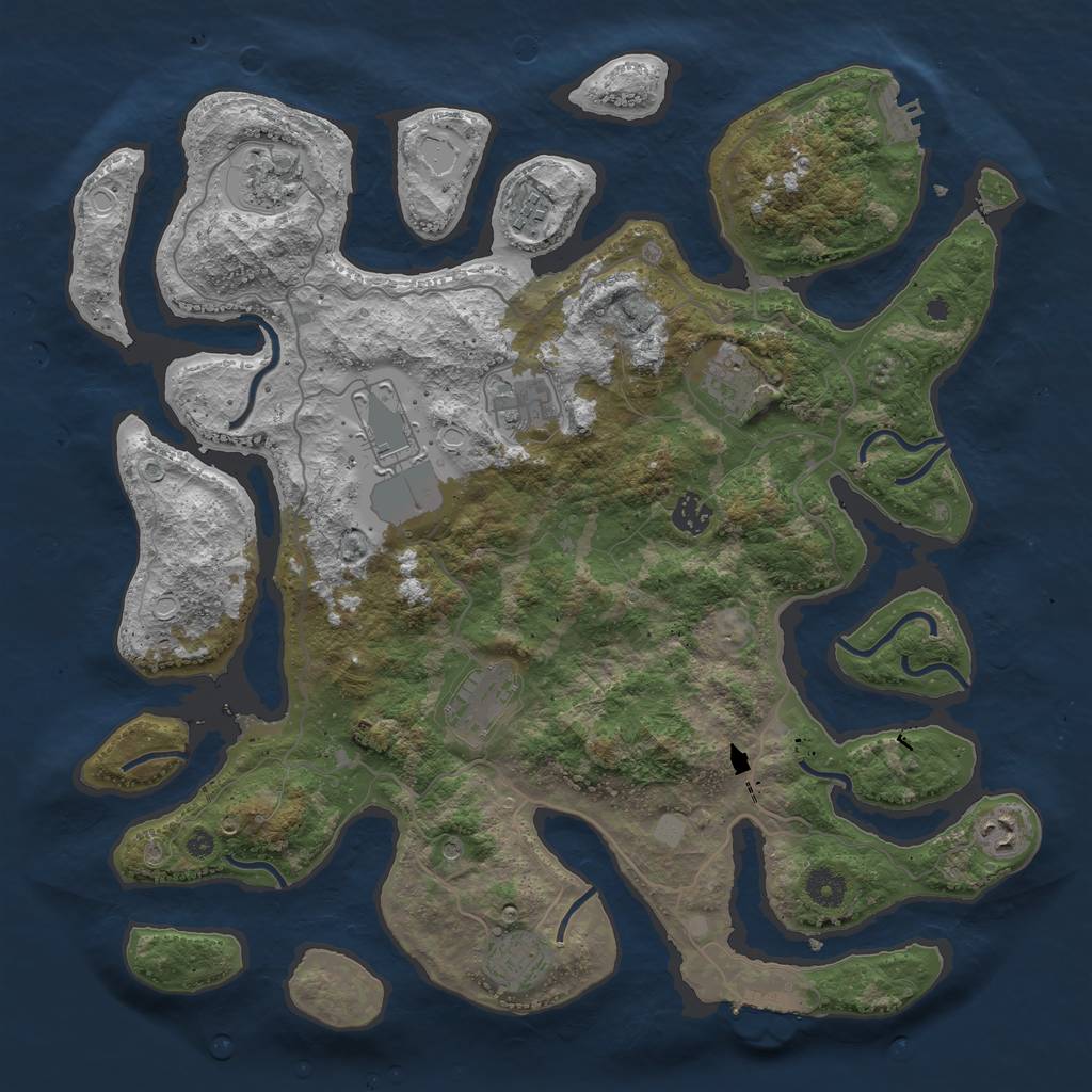 Rust Map: Procedural Map, Size: 4100, Seed: 765241078, 17 Monuments