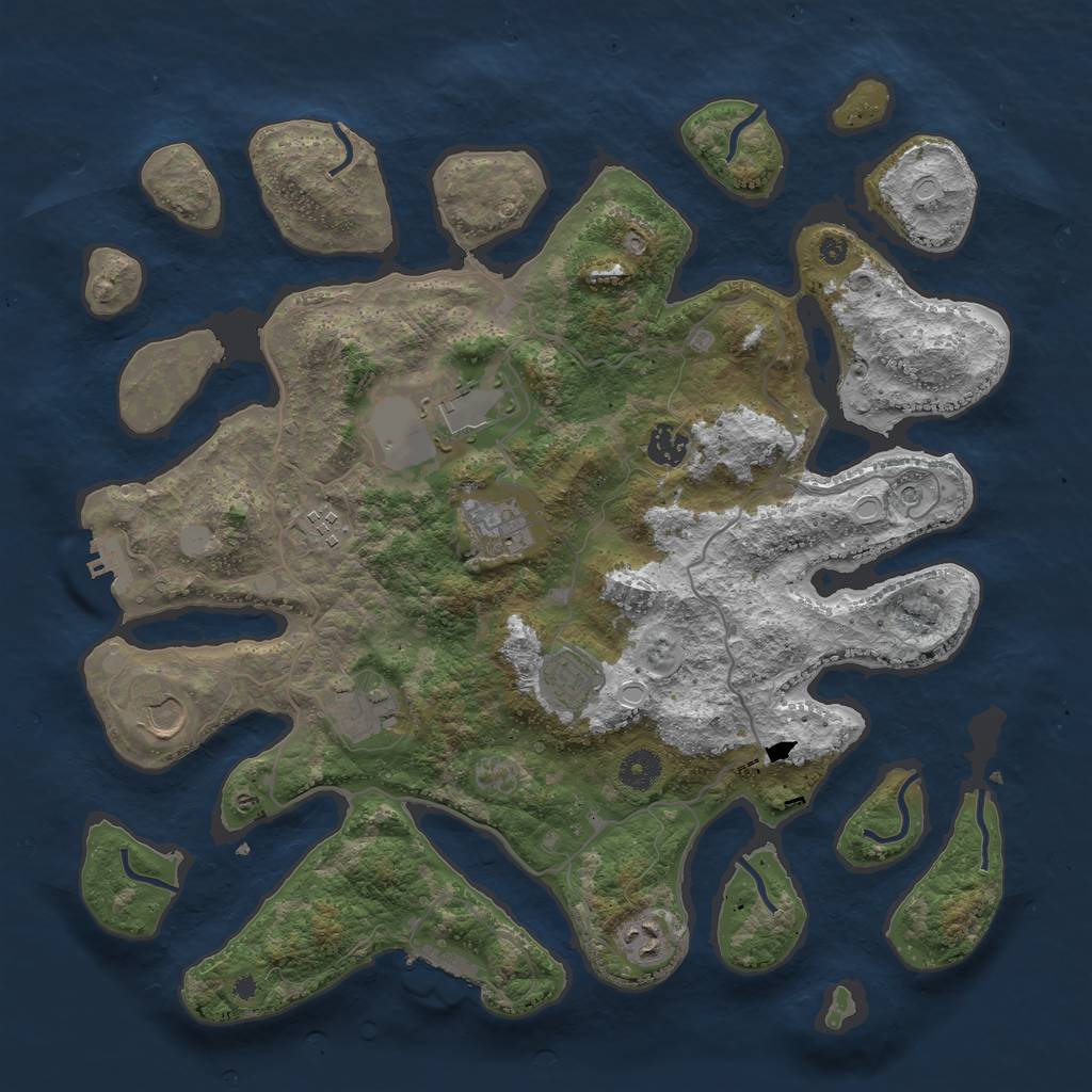Rust Map: Procedural Map, Size: 4000, Seed: 240133, 16 Monuments