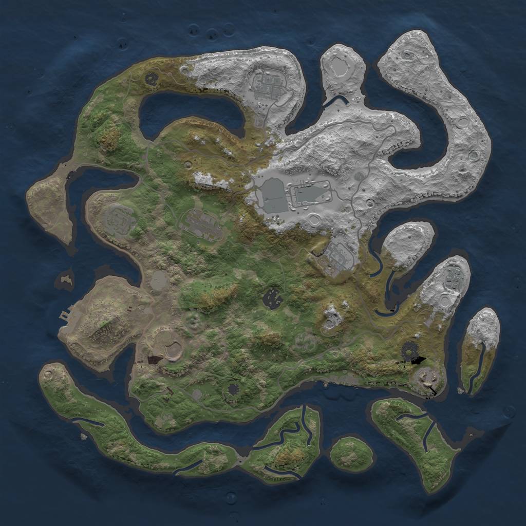 Rust Map: Procedural Map, Size: 4000, Seed: 64353422, 17 Monuments