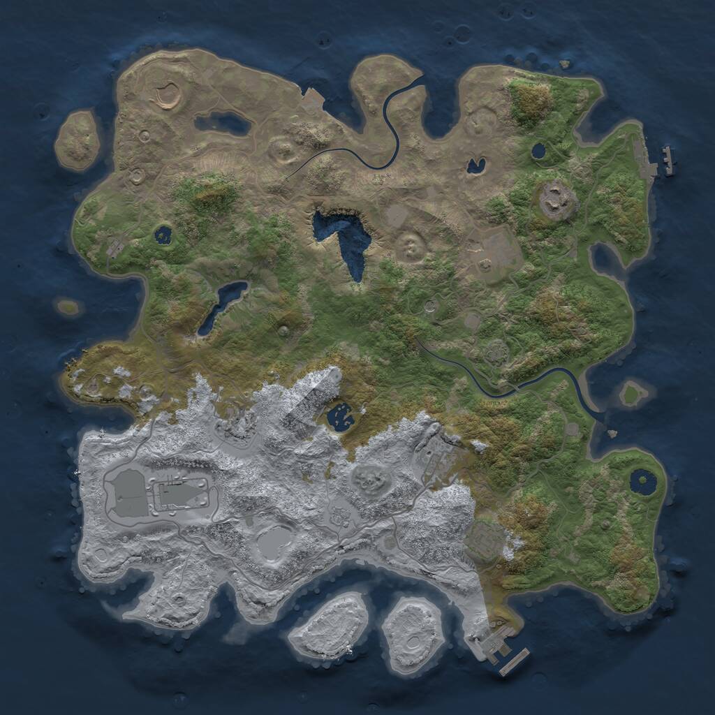 Rust Map: Procedural Map, Size: 4000, Seed: 485171, 14 Monuments