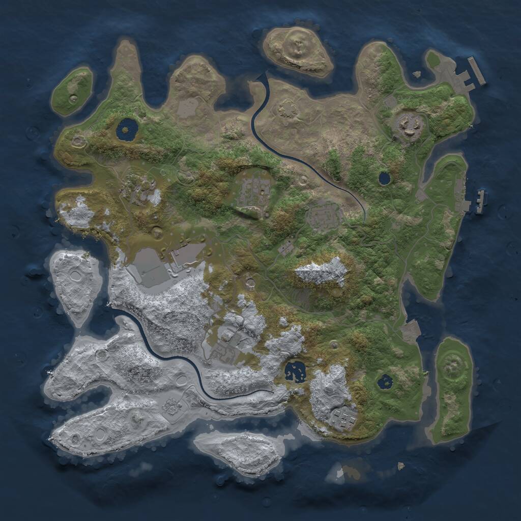 Rust Map: Procedural Map, Size: 3501, Seed: 61722, 14 Monuments