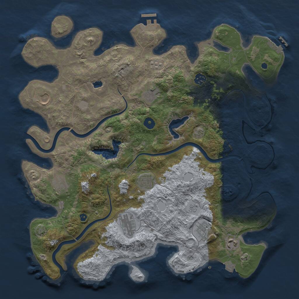 Rust Map: Procedural Map, Size: 4000, Seed: 68999, 15 Monuments