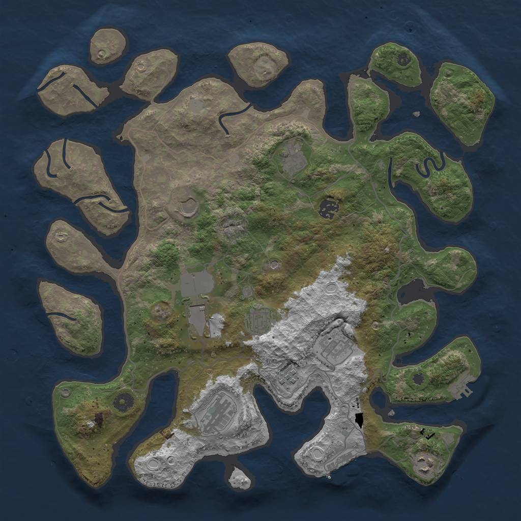 Rust Map: Procedural Map, Size: 4000, Seed: 68999, 17 Monuments