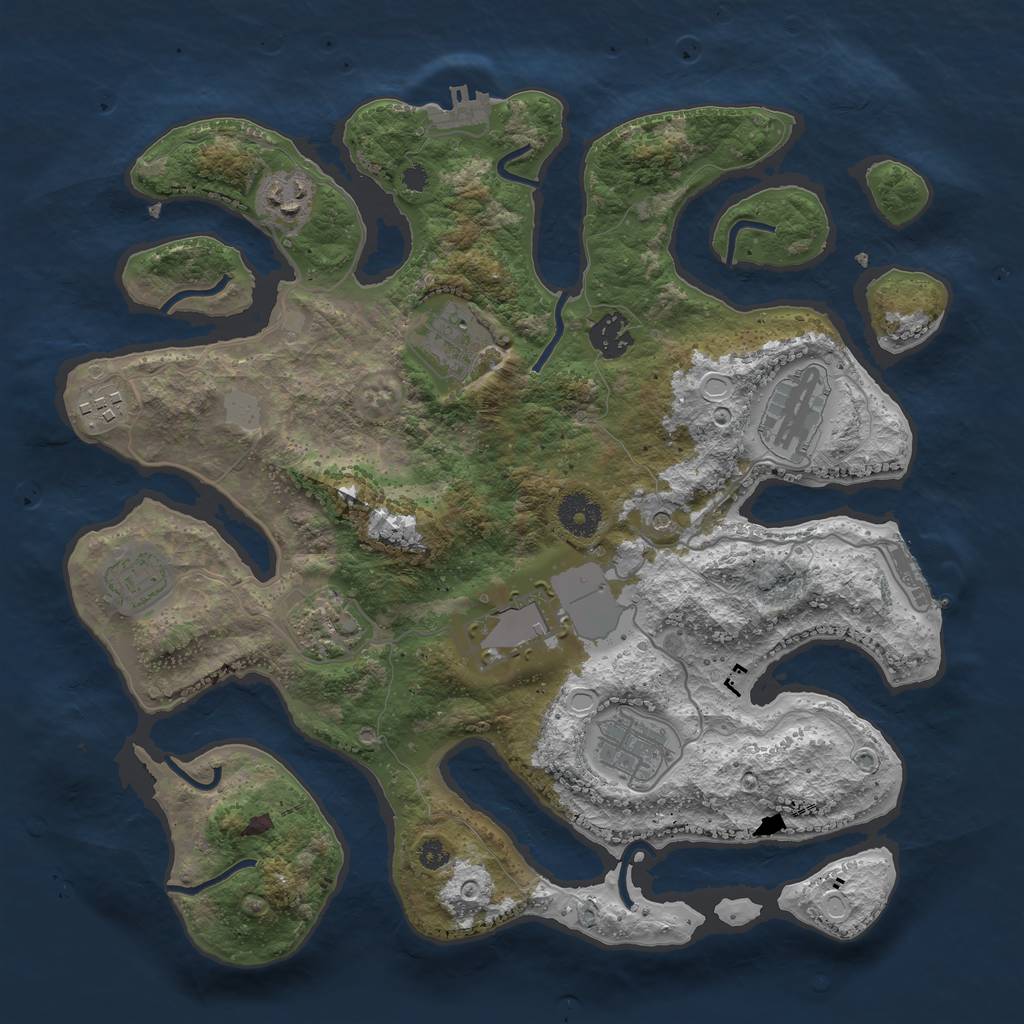 Rust Map: Procedural Map, Size: 3550, Seed: 653484, 17 Monuments
