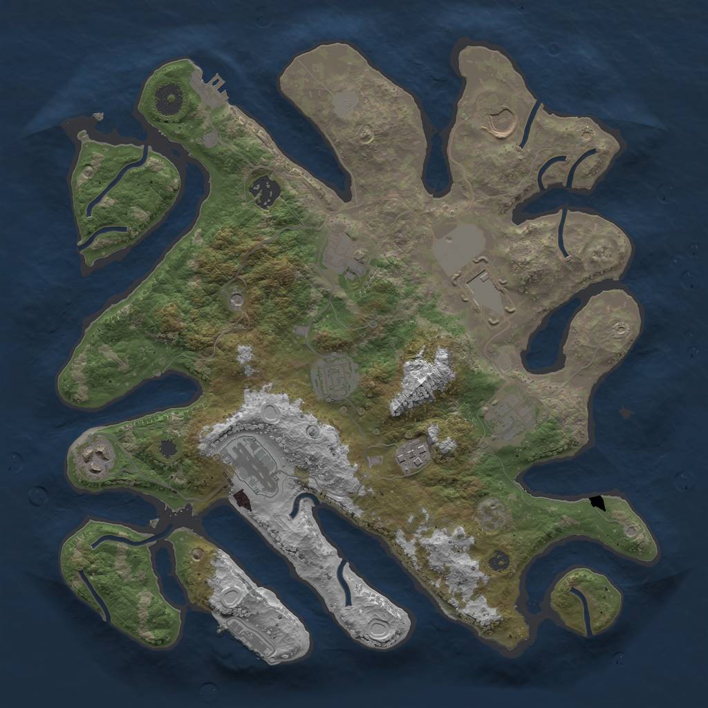 Rust Map: Procedural Map, Size: 3550, Seed: 588395, 17 Monuments