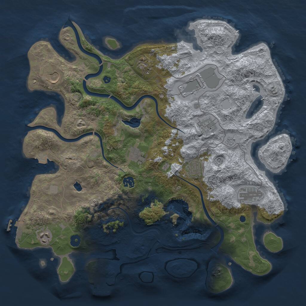 Rust Map: Procedural Map, Size: 4000, Seed: 113655, 16 Monuments