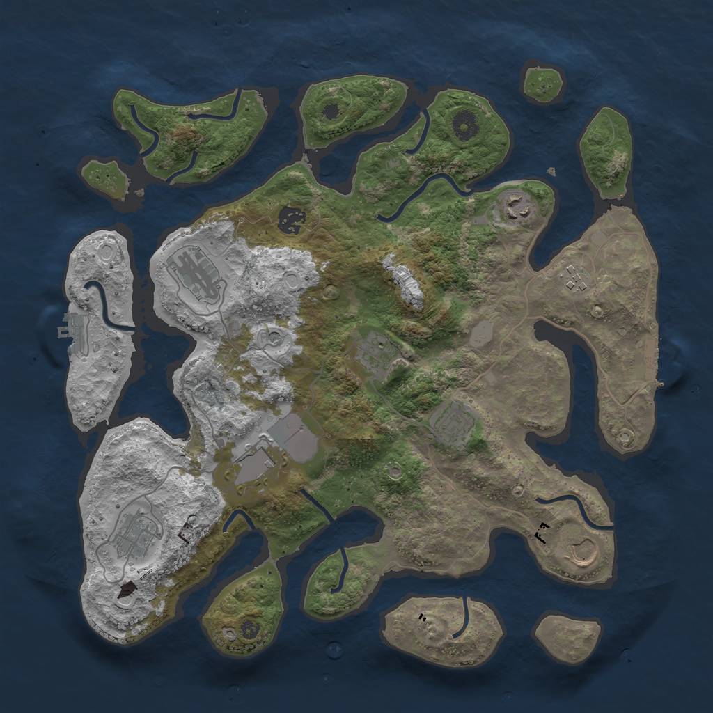 Rust Map: Procedural Map, Size: 3800, Seed: 92012, 17 Monuments