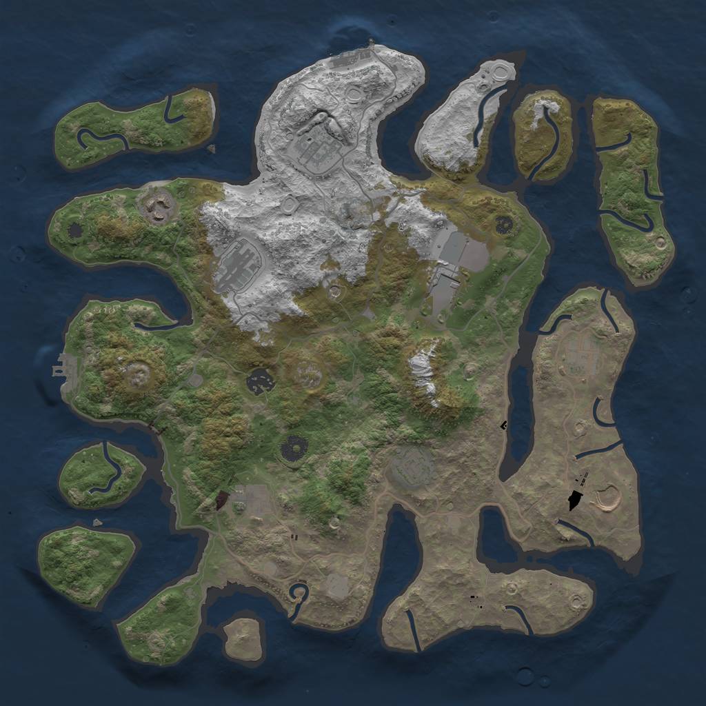 Rust Map: Procedural Map, Size: 4000, Seed: 47354, 17 Monuments