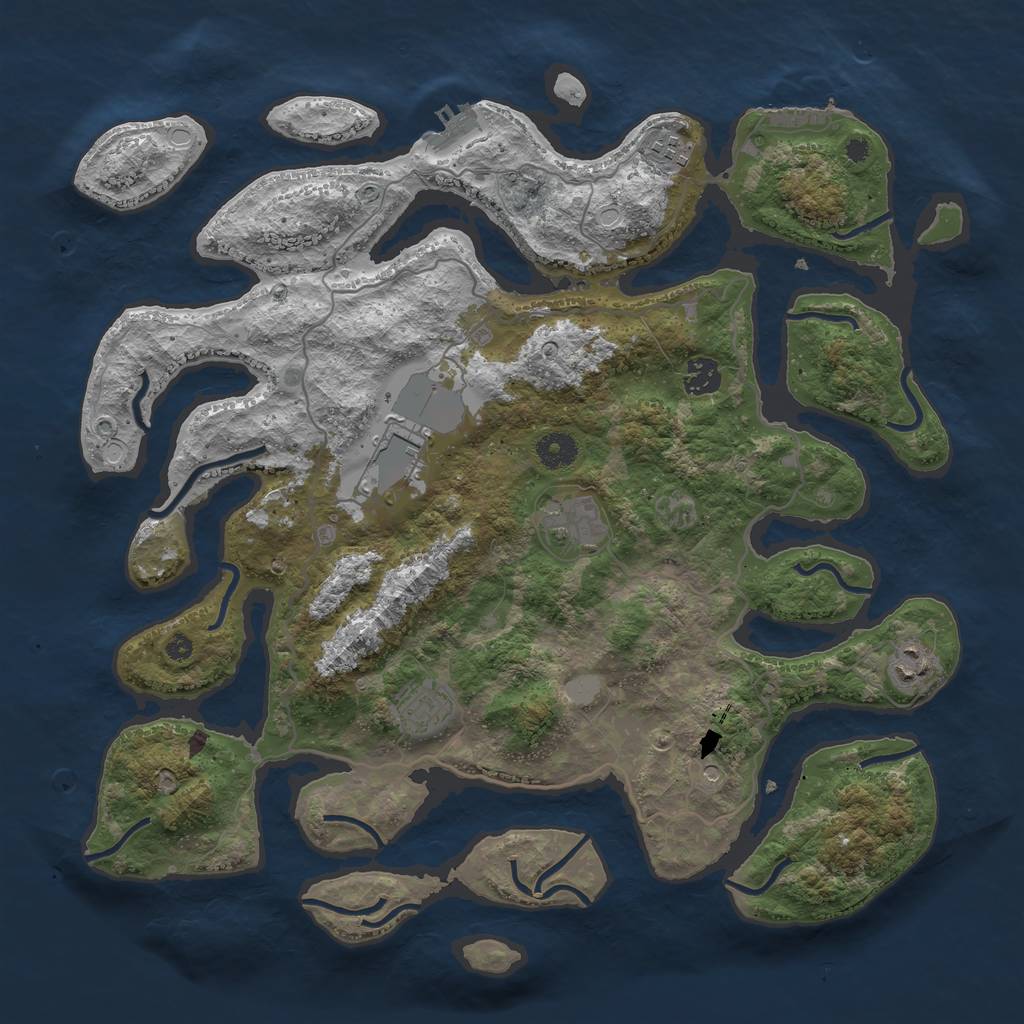 Rust Map: Procedural Map, Size: 4000, Seed: 624489, 14 Monuments