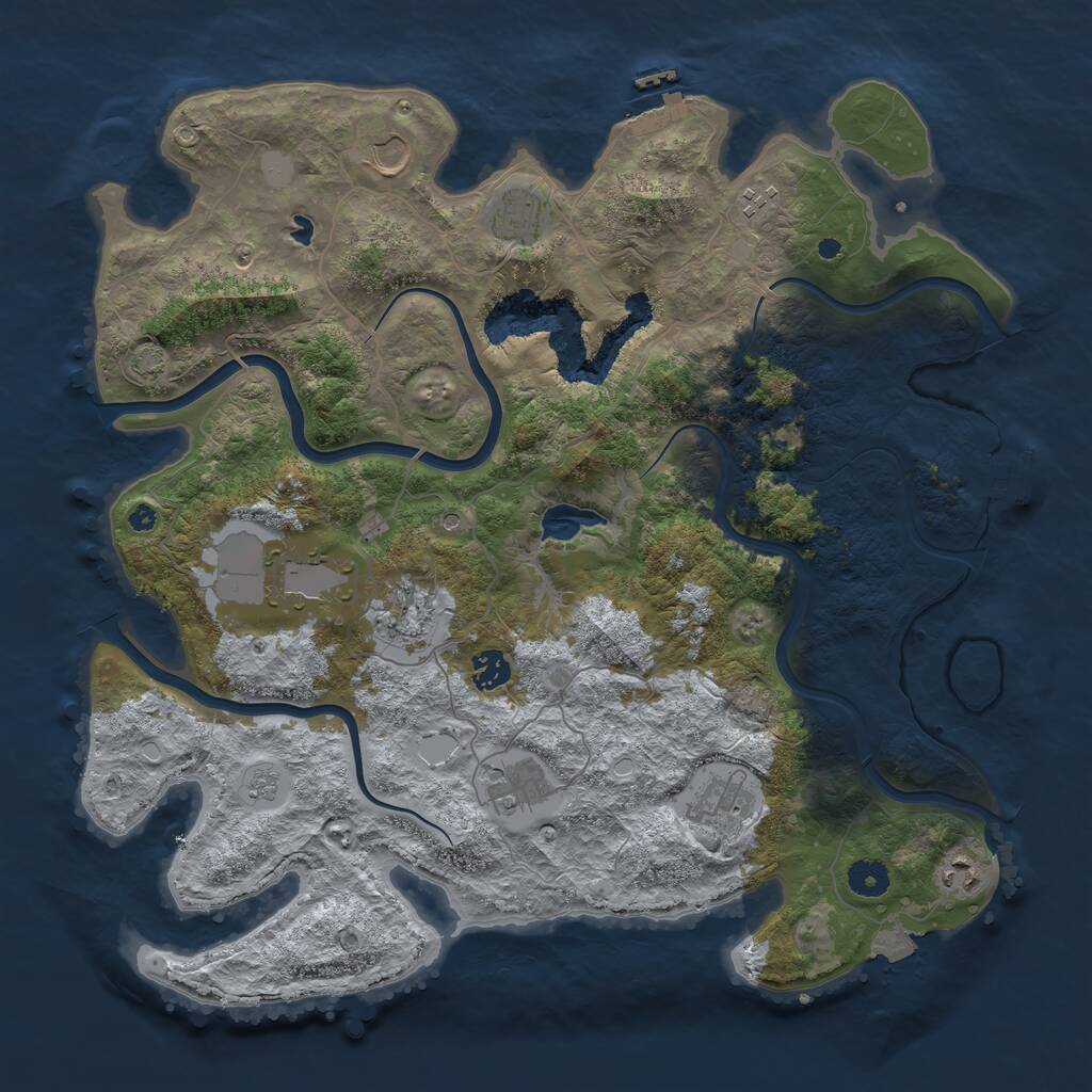 Rust Map: Procedural Map, Size: 4096, Seed: 102012, 15 Monuments