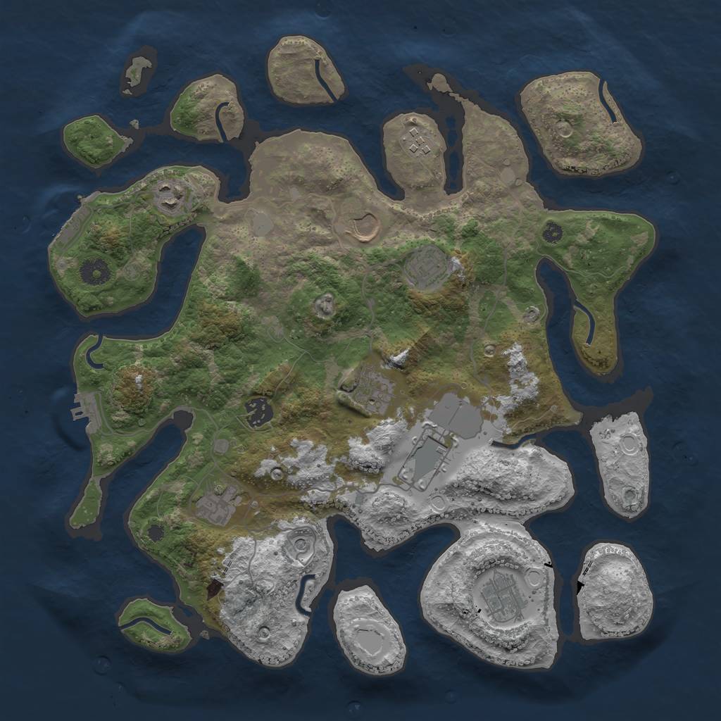 Rust Map: Procedural Map, Size: 3750, Seed: 45457878, 17 Monuments
