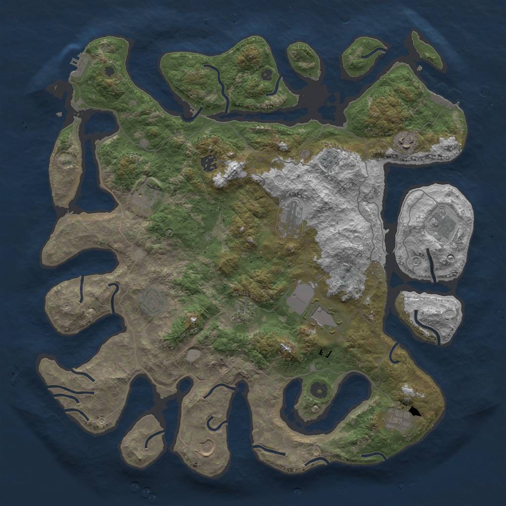 Rust Map: Procedural Map, Size: 4500, Seed: 1859173216, 19 Monuments
