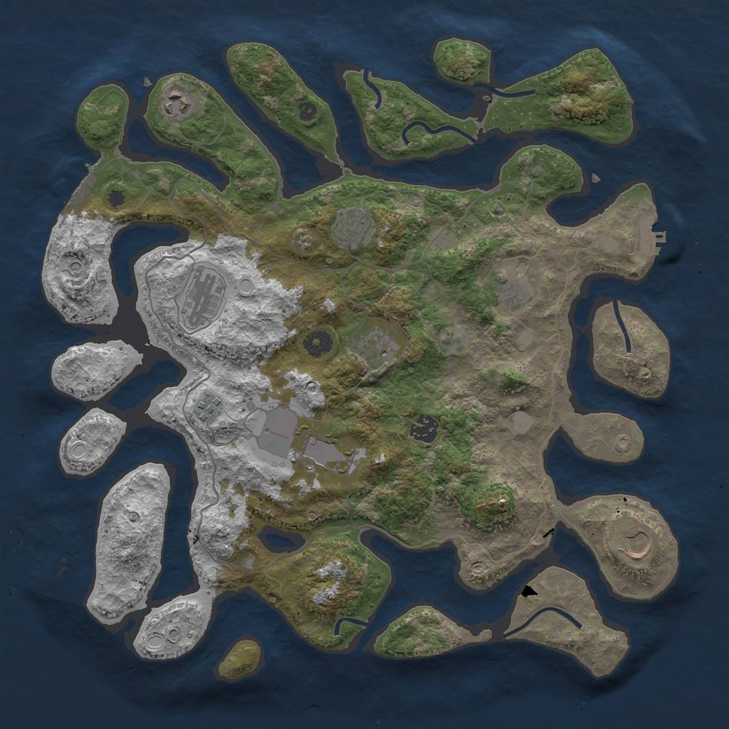 Rust Map: Procedural Map, Size: 4000, Seed: 39972, 17 Monuments