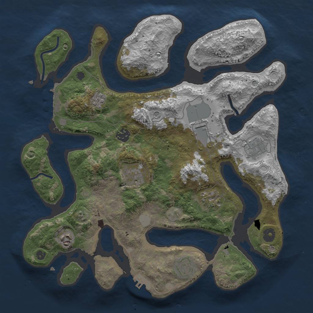 Rust Map: Procedural Map, Size: 3500, Seed: 972336293, 16 Monuments