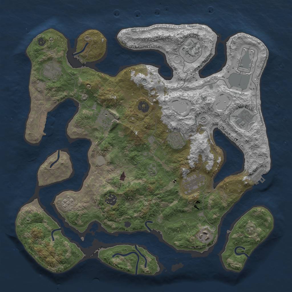 Rust Map: Procedural Map, Size: 3800, Seed: 213837, 18 Monuments