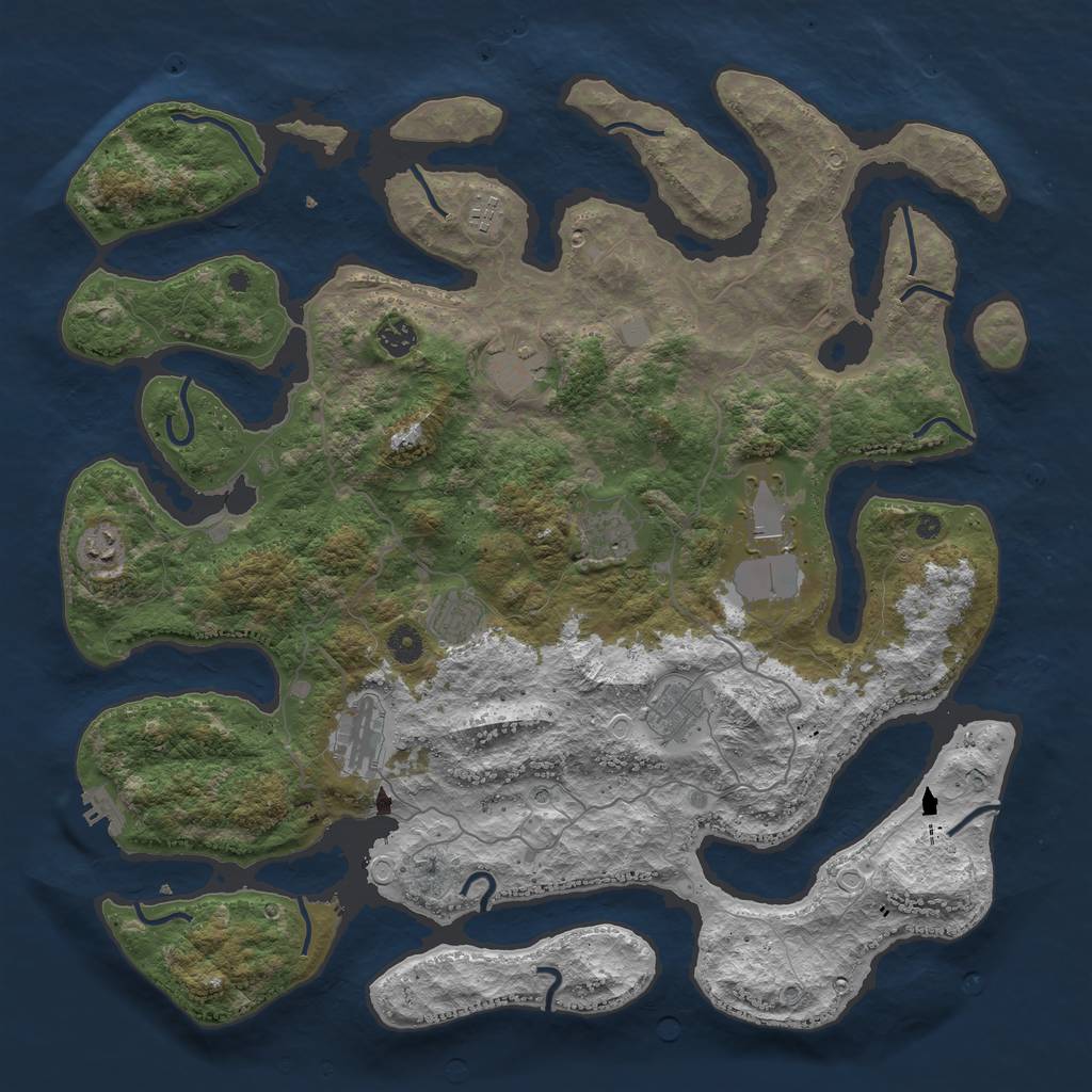 Rust Map: Procedural Map, Size: 4500, Seed: 97739763, 16 Monuments
