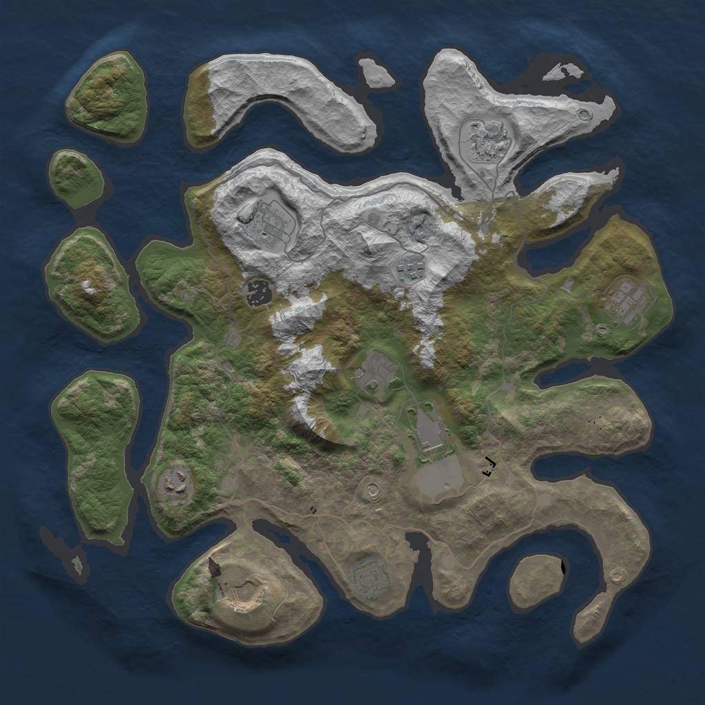 Rust Map: Barren, Size: 4000, Seed: 1488, 13 Monuments