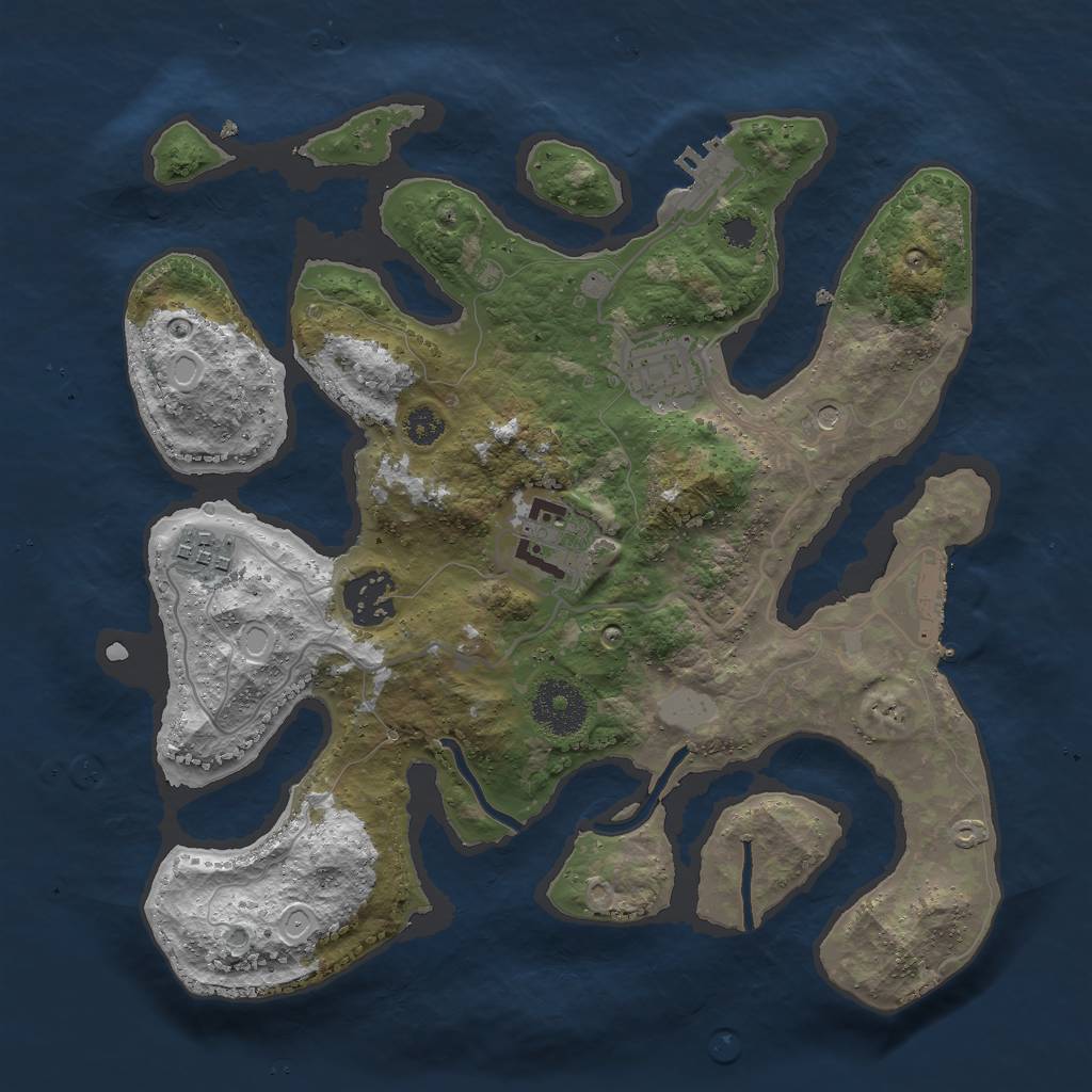 Rust Map: Procedural Map, Size: 3000, Seed: 574129, 12 Monuments