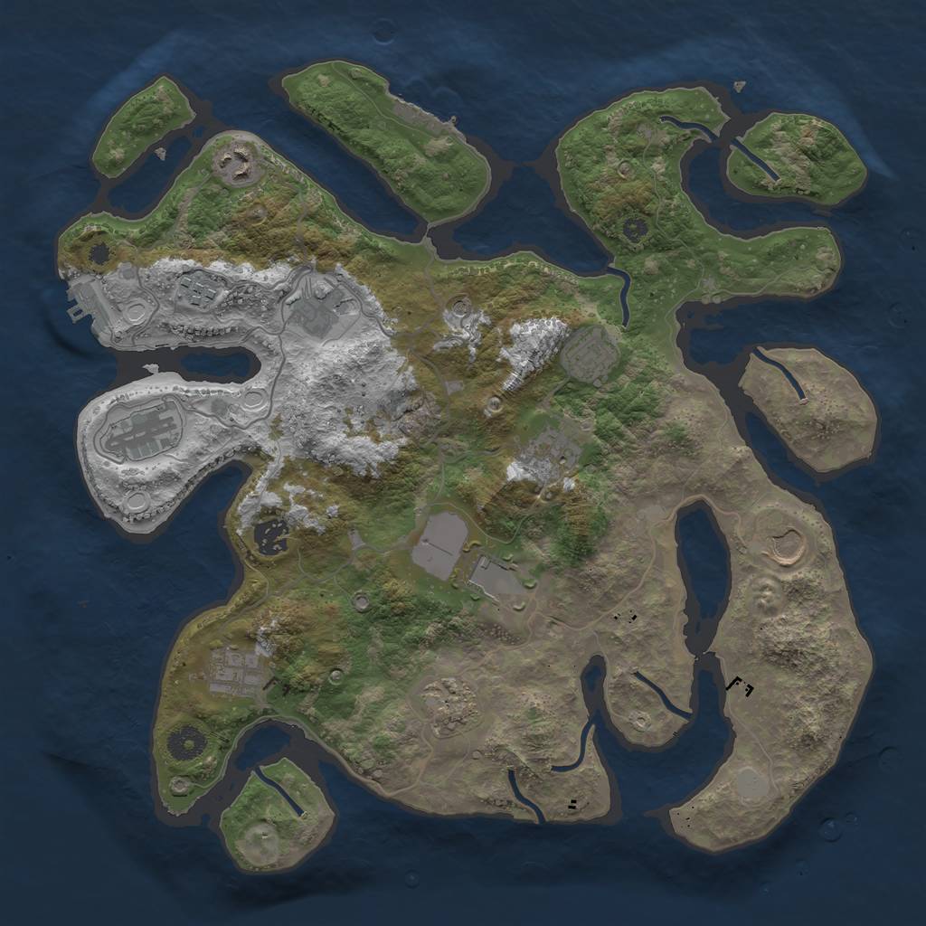 Rust Map: Procedural Map, Size: 3800, Seed: 940650229, 19 Monuments