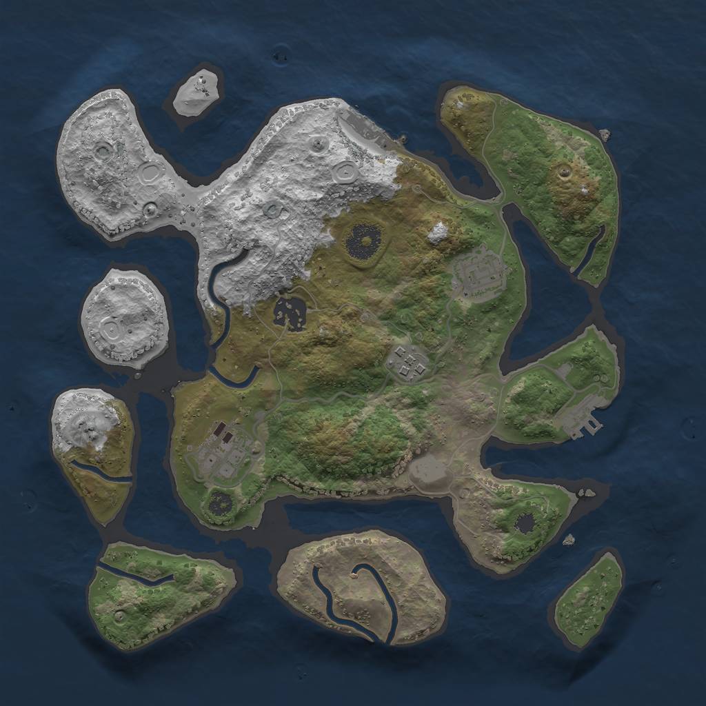 Rust Map: Procedural Map, Size: 3000, Seed: 872920, 11 Monuments