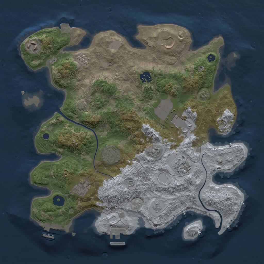 Rust Map: Procedural Map, Size: 3500, Seed: 1085394558, 14 Monuments