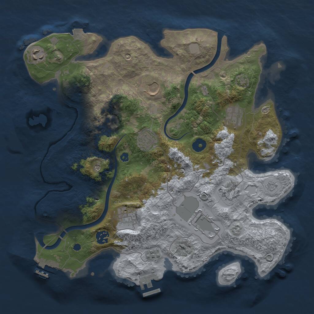Rust Map: Procedural Map, Size: 3500, Seed: 1085394558, 15 Monuments