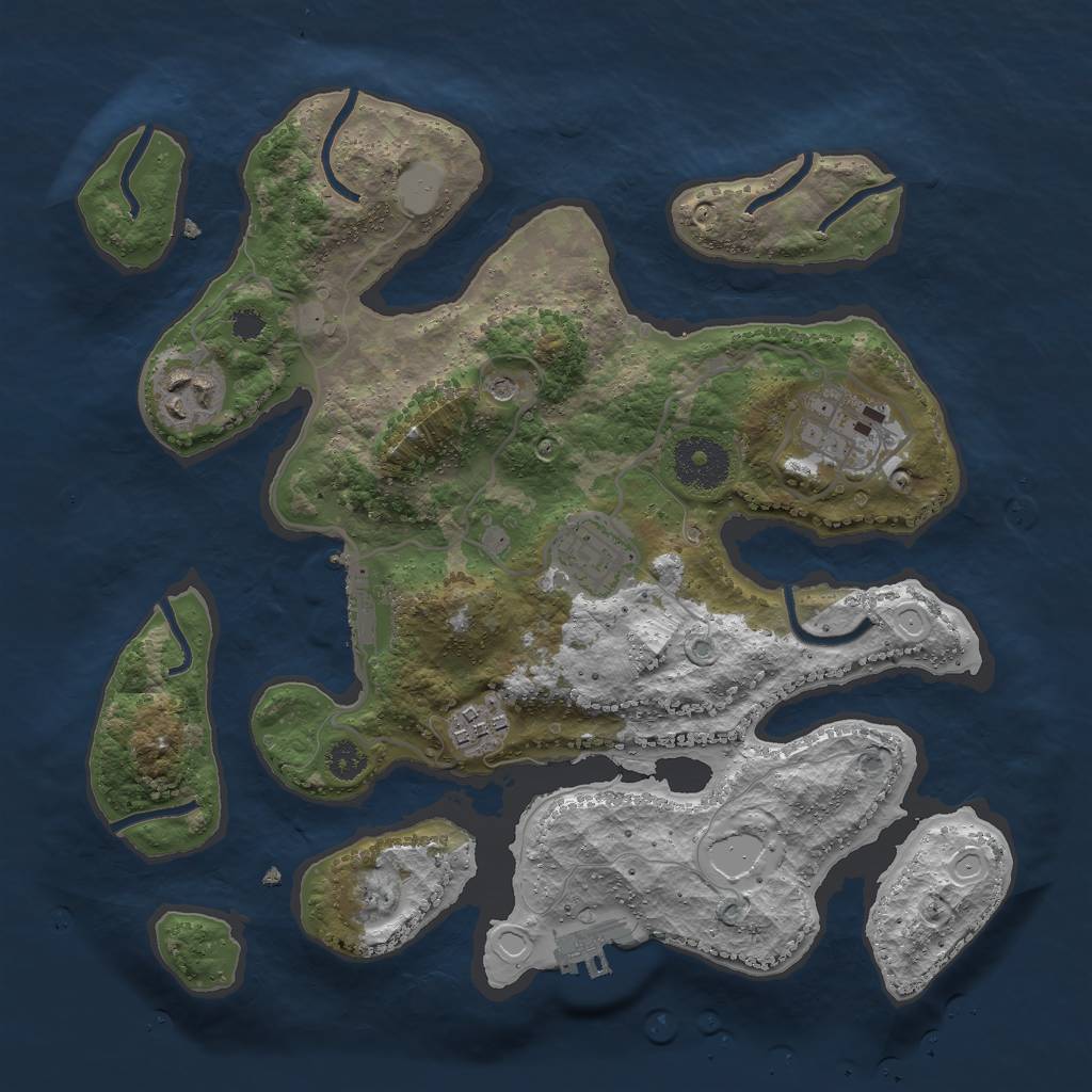 Rust Map: Procedural Map, Size: 3000, Seed: 291952, 12 Monuments