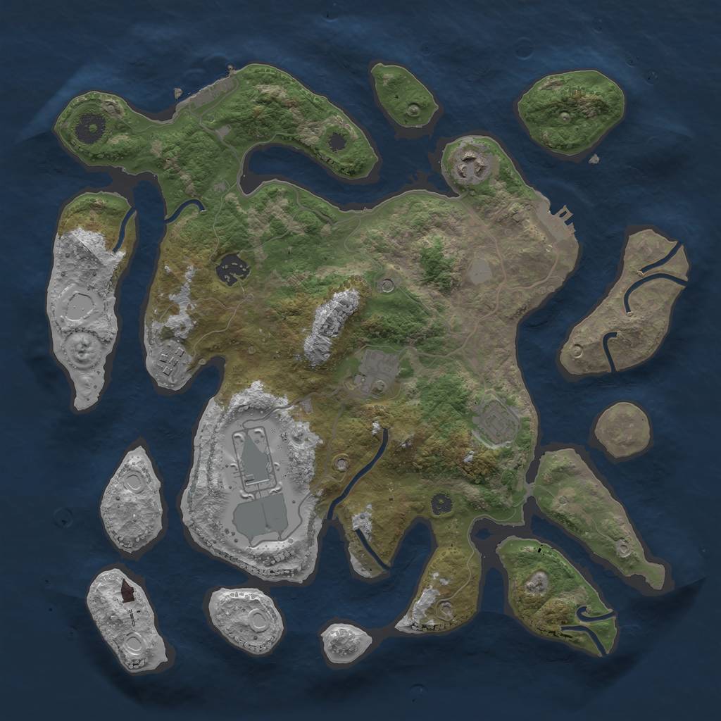 Rust Map: Procedural Map, Size: 3550, Seed: 51103, 14 Monuments