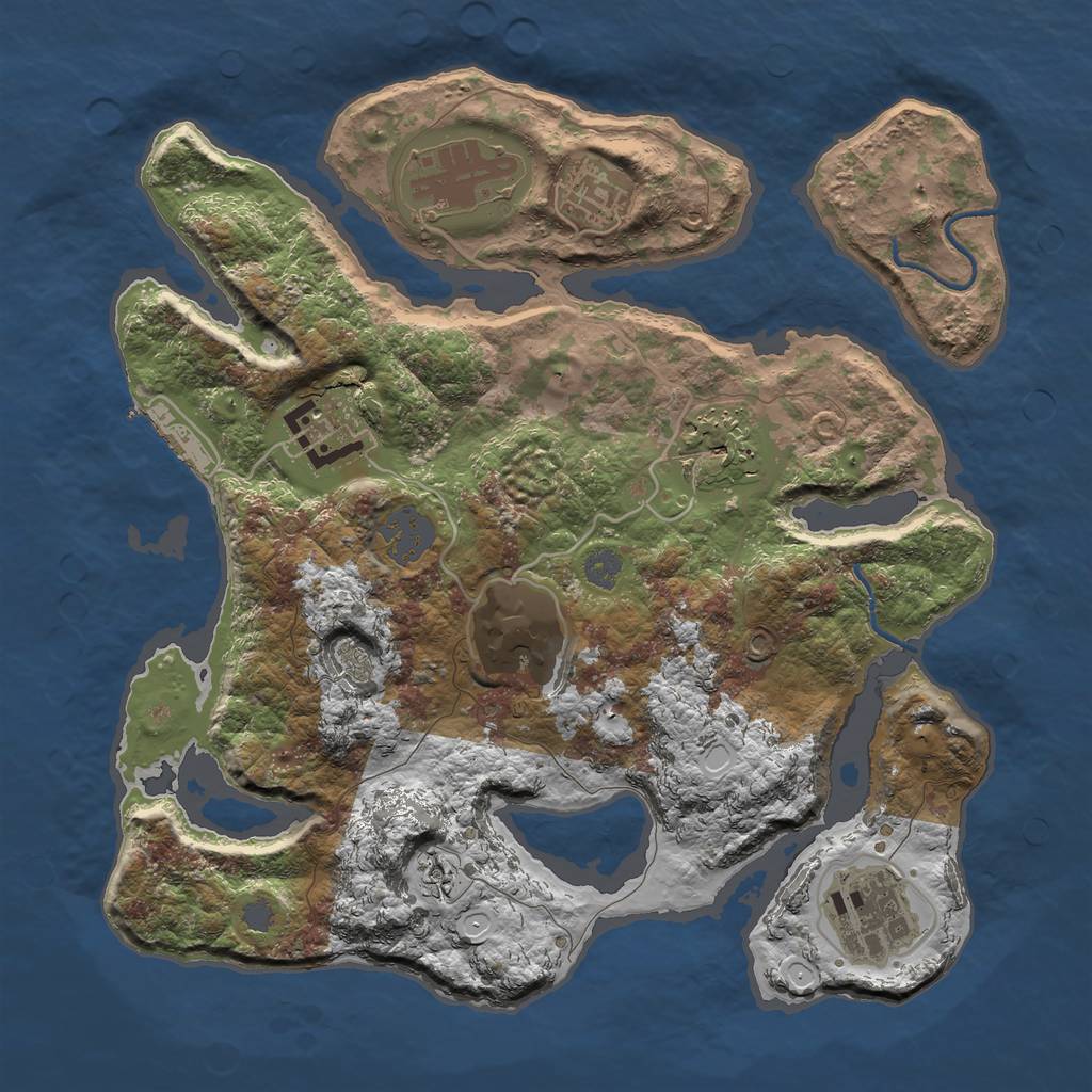 Rust Map: Procedural Map, Size: 3000, Seed: 2344093, 12 Monuments