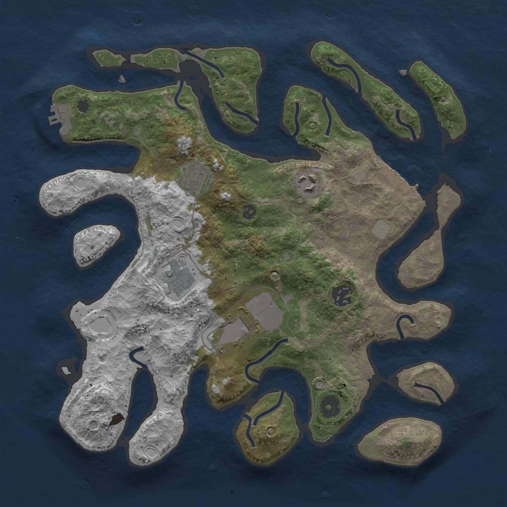 Rust Map: Procedural Map, Size: 3500, Seed: 1297648, 12 Monuments