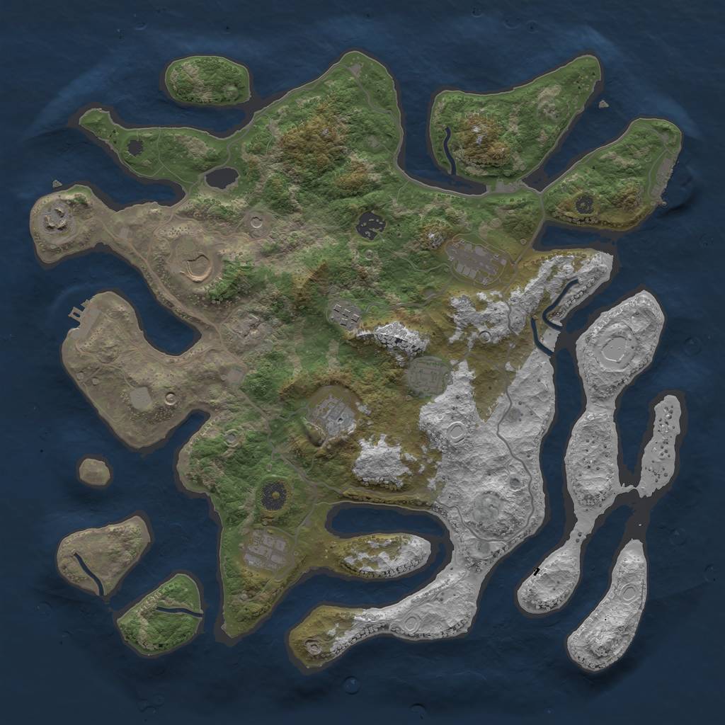 Rust Map: Procedural Map, Size: 4000, Seed: 73869825, 16 Monuments