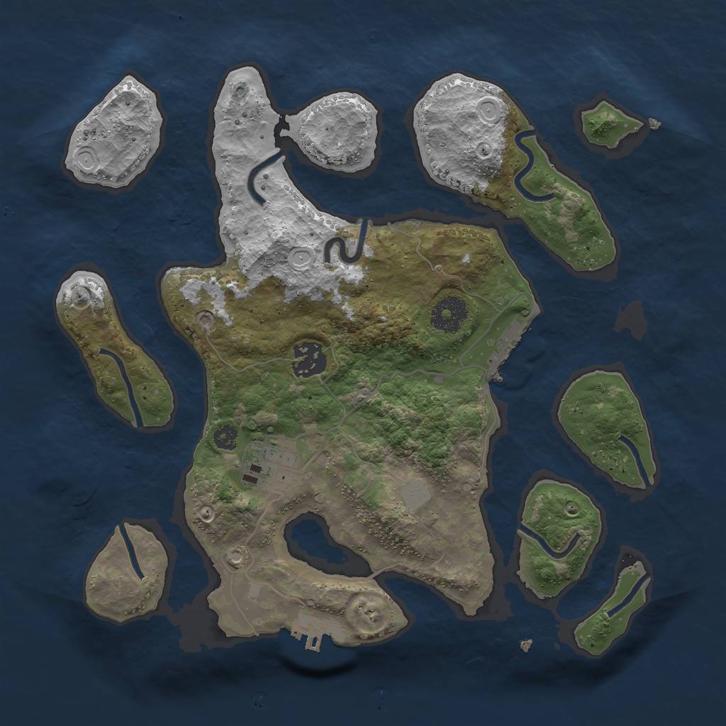 Rust Map: Procedural Map, Size: 3000, Seed: 791000, 9 Monuments